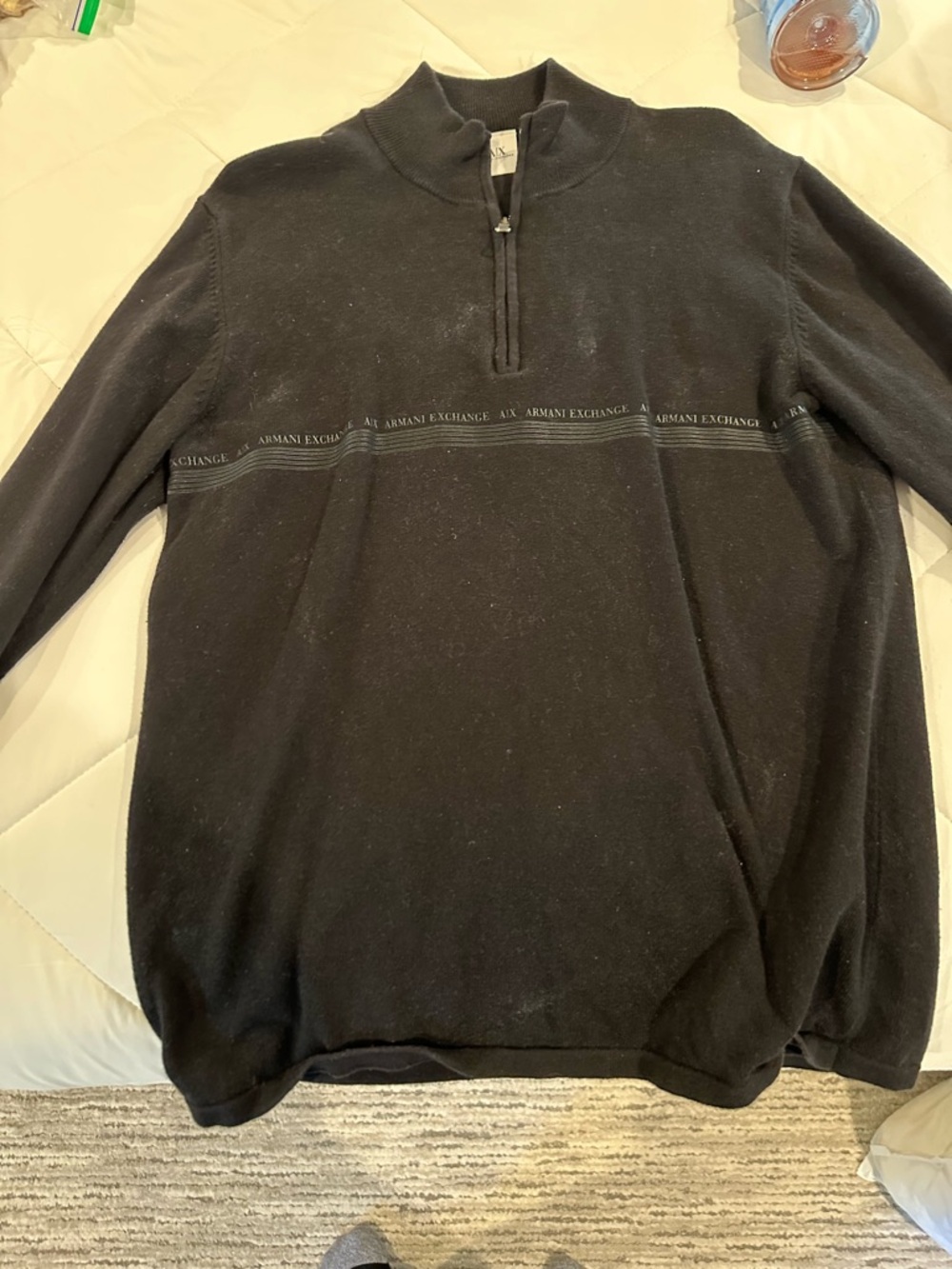 Armani Exchange Black Quarter-Zip Knit Sweater